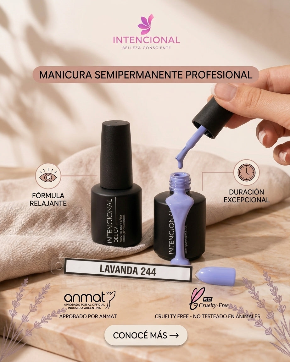 Esmalte semipermanente Lavanda 244: fórmula relajante y duración excepcional, aprobado por ANMAT y cruelty free