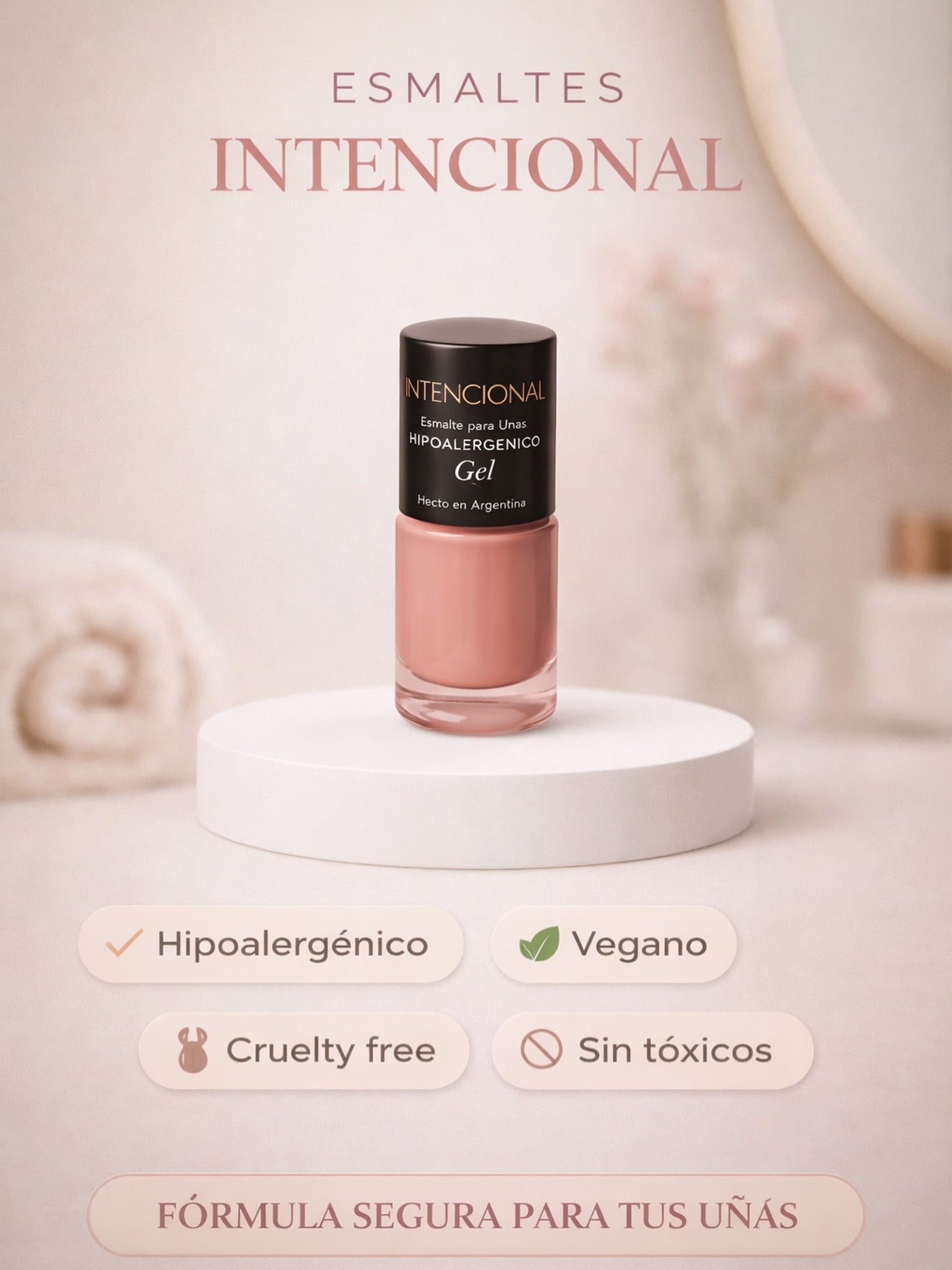 Frasco de esmalte hipoalergénico gel Intencional