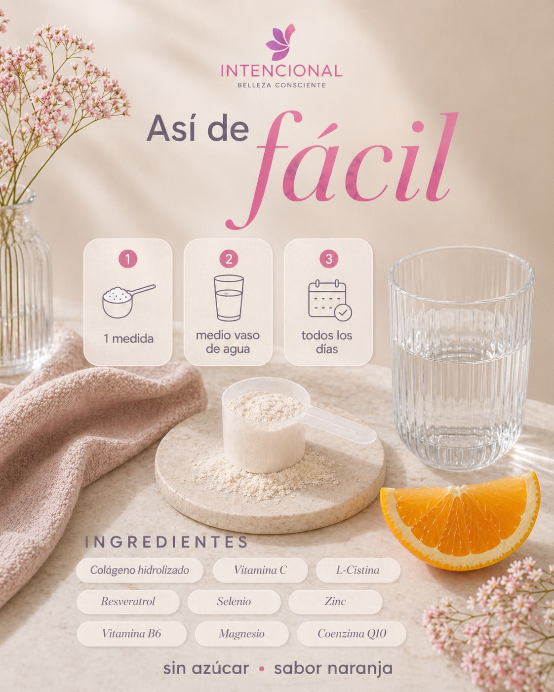 Así de fácil: una medida, medio vaso de agua, todos los días