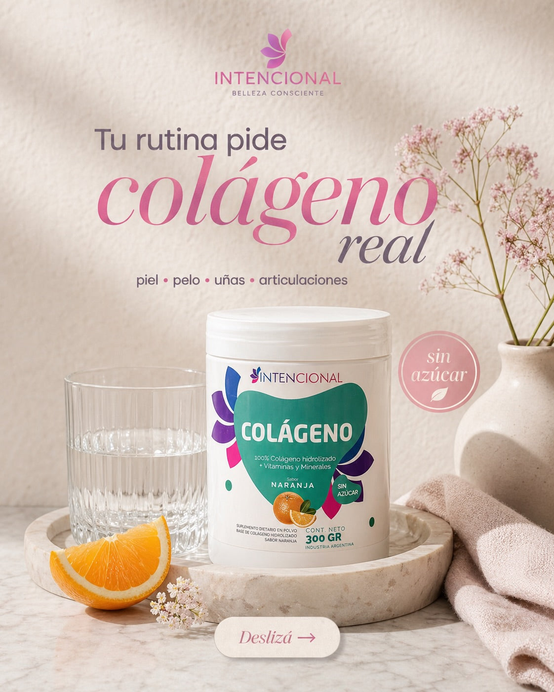 Colágeno Intencional: piel, pelo, uñas y articulaciones, sin azúcar