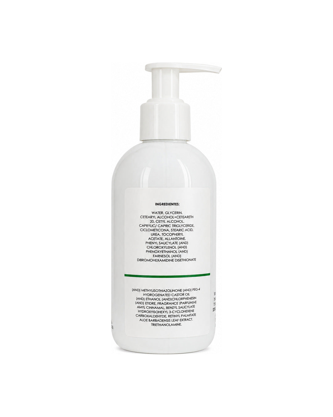 Dorso de la crema corporal de ordeñe Intencional con la lista de ingredientes