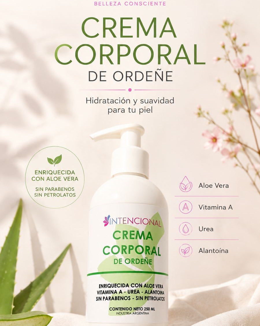 Crema corporal de ordeñe con aloe vera, vitamina A, urea y alantoína