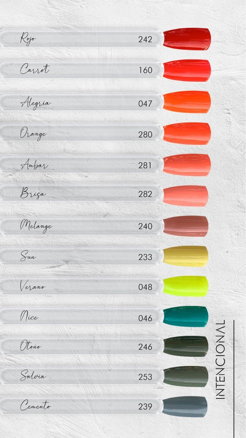 Carta de colores Intencional: rojos, naranjas y verdes