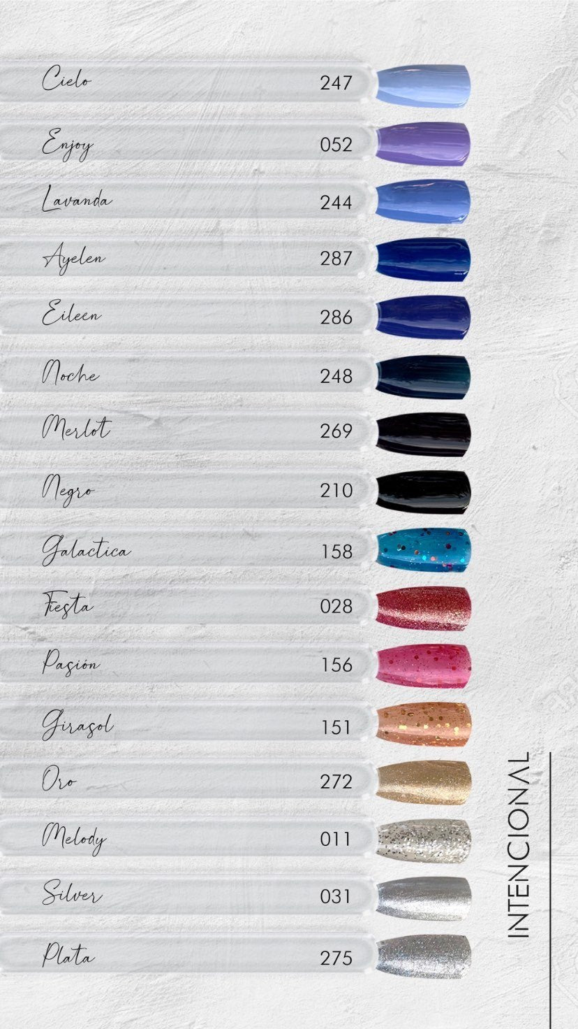 Carta de colores Intencional: azules, oscuros y glitters